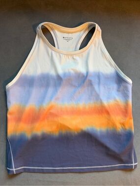 Athleta White Racerback Cropped Tank Top with Light Purple Trim - 1X